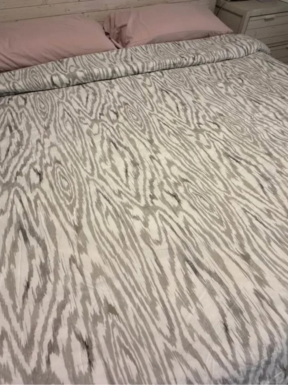 West Elm Woodgrain Ikat KING Grey Duvet Cover.ONLY. NO SHAMS